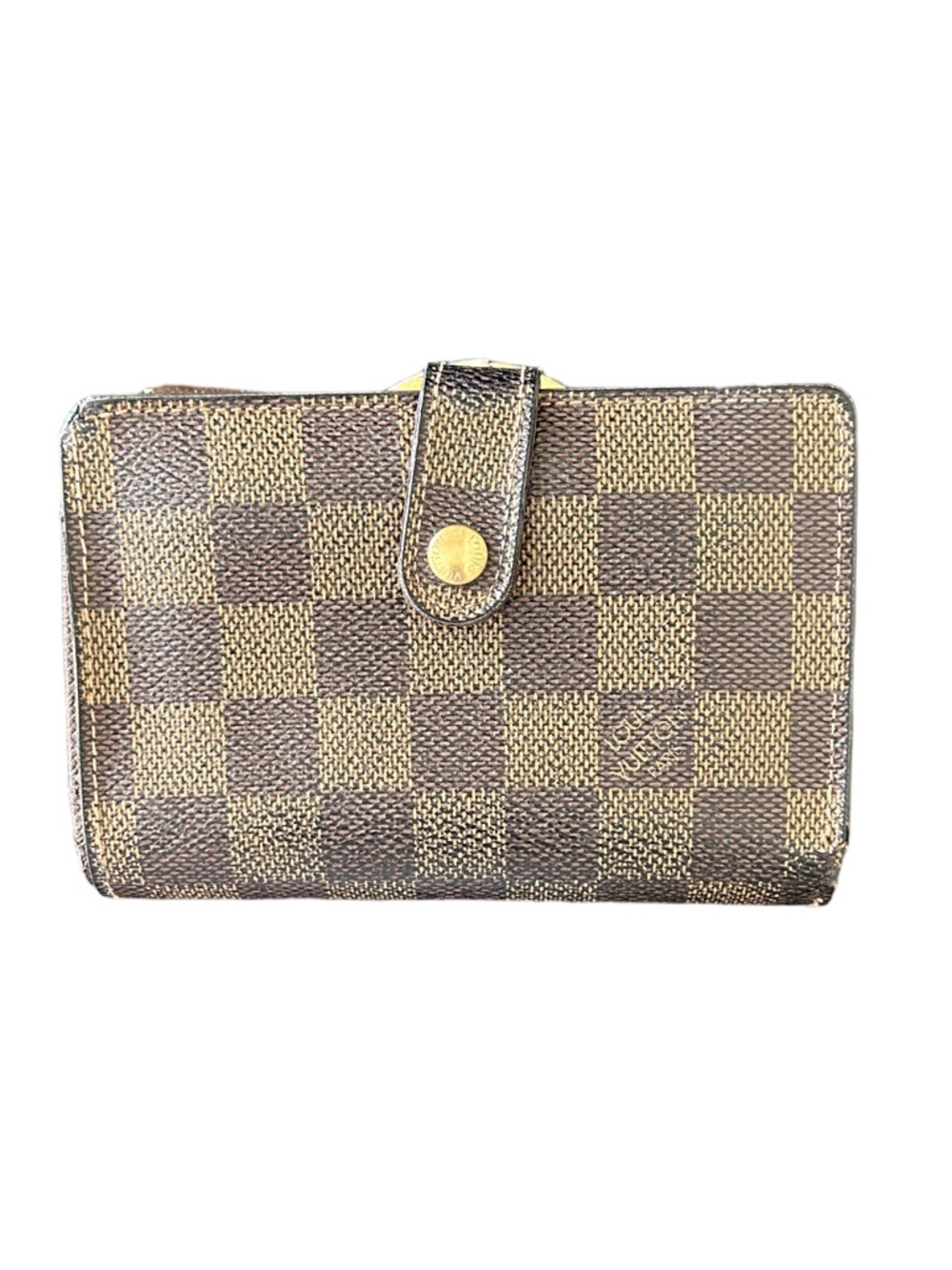 Louis Vuitton Damier Ebene Kisslock Wallet Authentic Vintage Used Condition